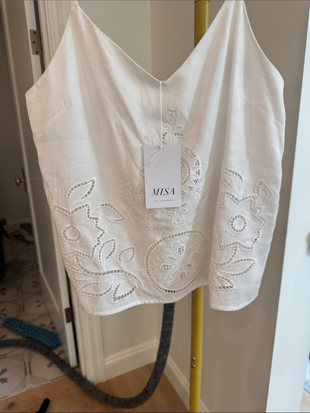 Misa Los Angeles Marcela White Eyelet Cotton Cami Tank - Picture 4 of 5